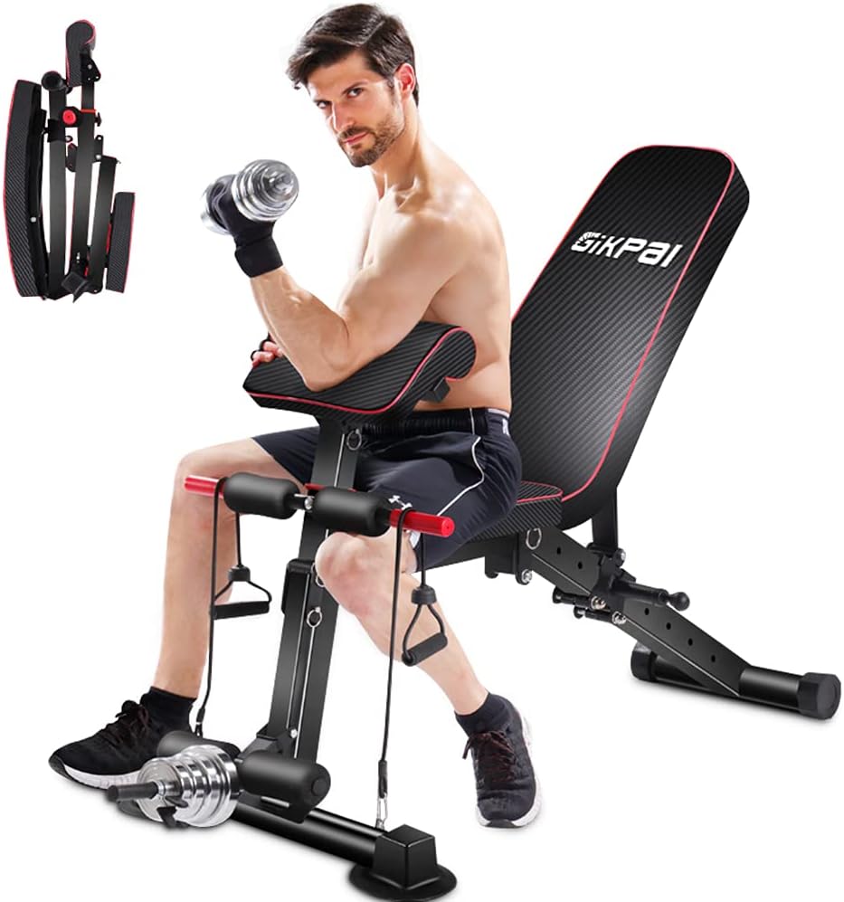 Foldable Adjustable Weight Bench for Home Gym 330lbs Capacity in