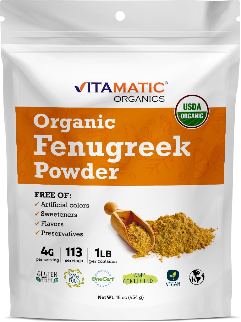 Vitamatic Certified USDA Organic Fenugreek 1 Pound (16 Ounce) (Seeds)
