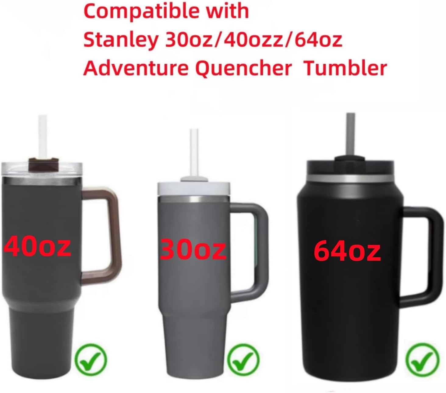 Replacement Straw for Stanley 64oz Tumbler,Extra Long Straw Cleaner Brush for Stanley Quencher H2.0 FlowState Stainless Steel Vacuum Insulated 40oz/64oz Tumbler - Image 2