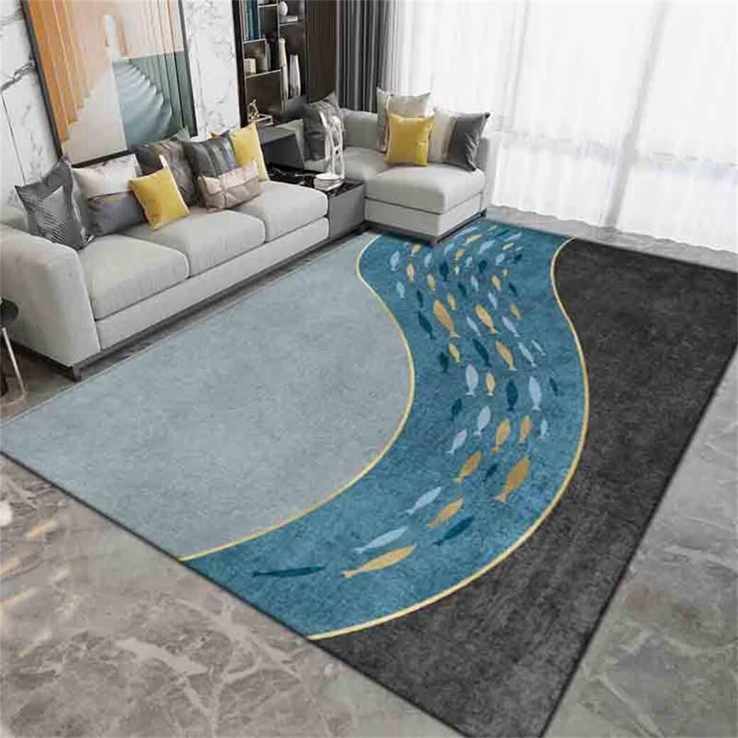 Blue Indoor/Outdoor Rug Rectangular Carpet Bedroom In The Dining Room Machine Washable Toddler Rug Carpet Fresh 80X120Cm 2Ft 7.5''X3Ft 11.2''