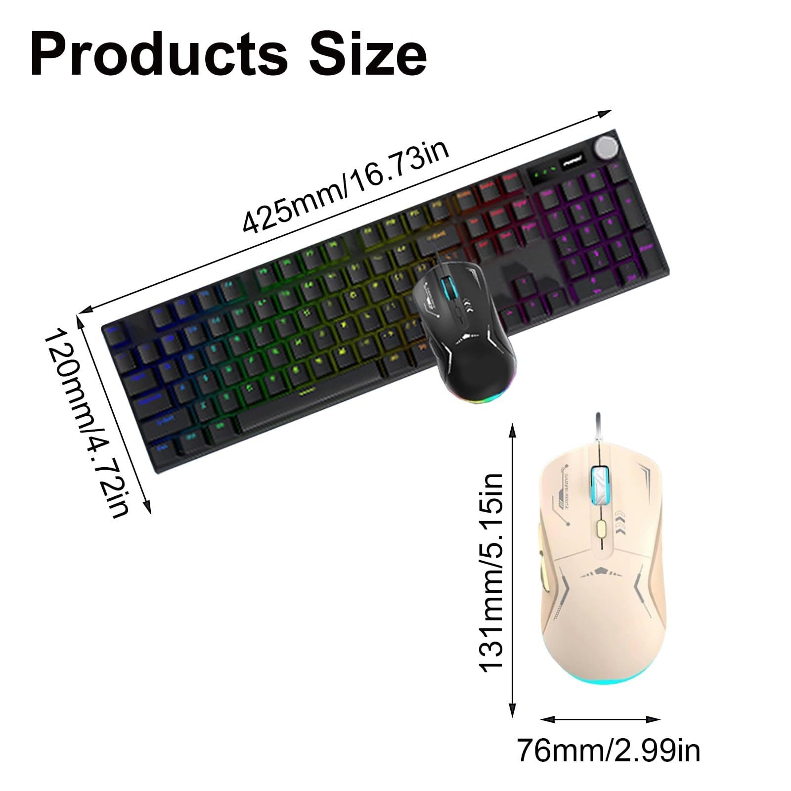 Klawiatura i Mysz do Gier, Mechaniczna Kombinacja Klawiatury I Myszy Do Gier Do Domowej Rozrywki Wodoszczelna Klawiatura i Mysz(Black)