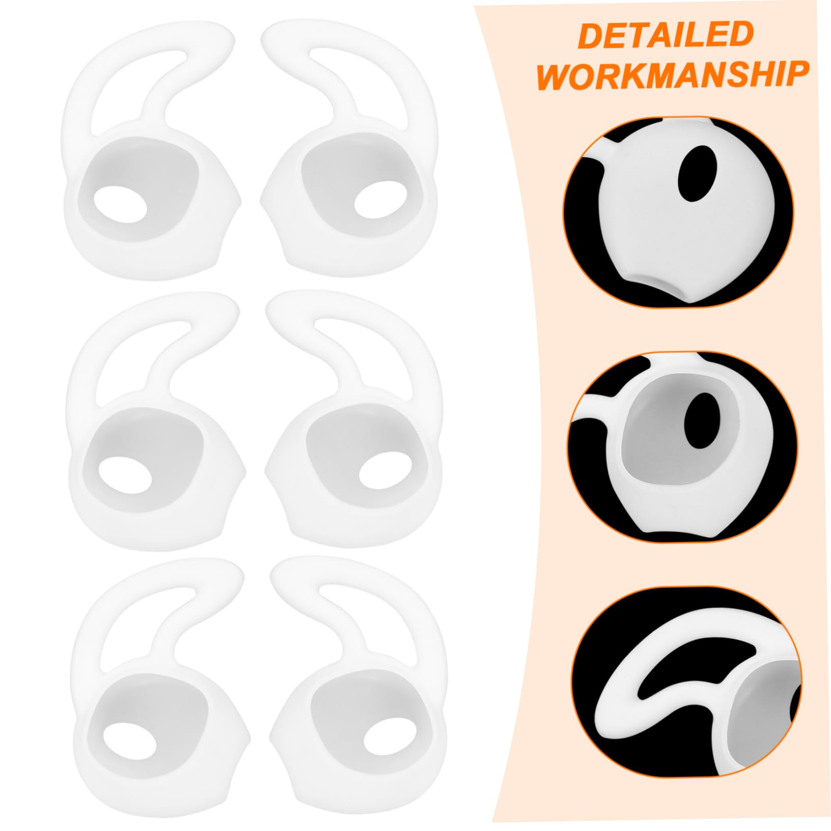 Balacoo 6pcs Silicone Ear Hooks Covers Skidproof Earphone Protectors for Easy to Install Great for Exercise Listening to Music and Video