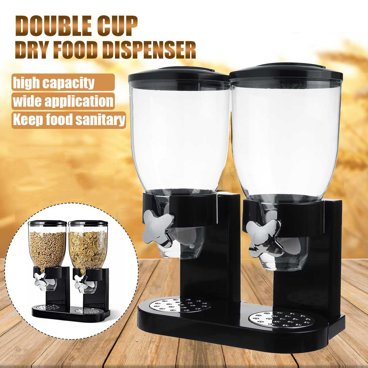 Dispenser doppio di cereali Dispenser di alimenti secchi Contenitori per cereali Contenitori per alimenti di farina d'avena Dispenser di alimenti Bottiglia Multigrains Scatola di