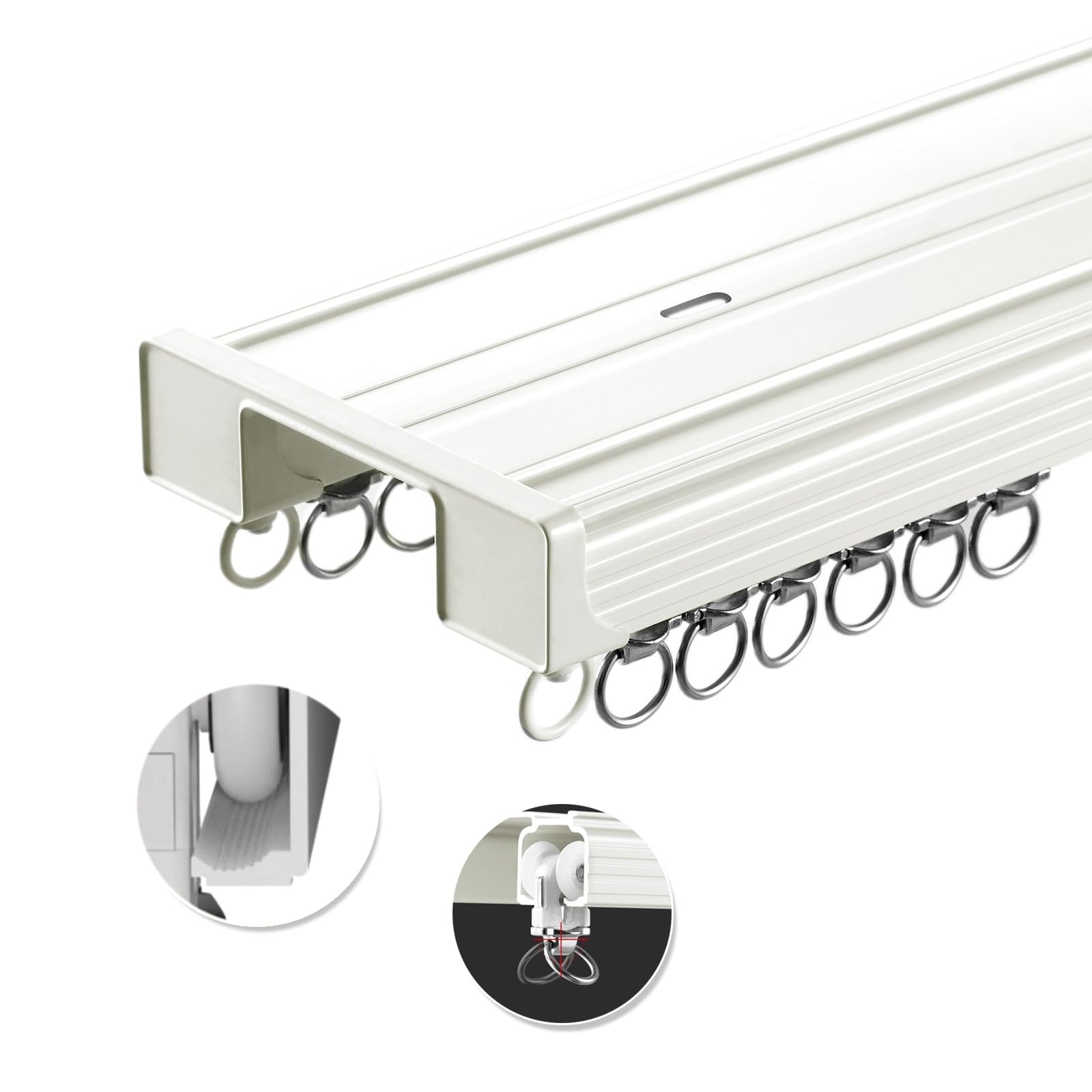 Wytrzymały aluminiowy karnisz, do montażu na suficie lub ścianie, zestaw szyn do biura, domu, łazienki, szpitala, podwójny system łączony, 240 cm, biały, dostępny w kolorze karbonizowanym 170/200/350
