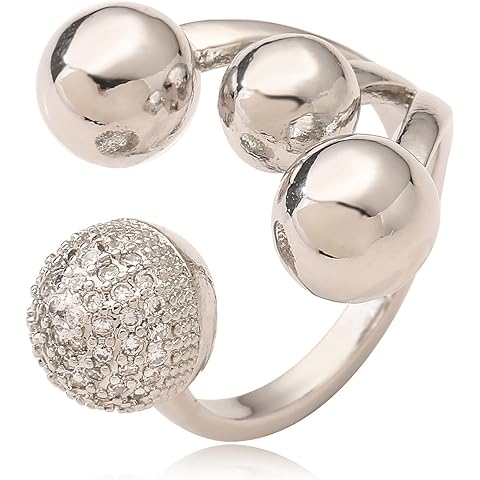 14K Gold Plated Unique Design Ball Shape Chunky Rings For Women Statement Party Jew...