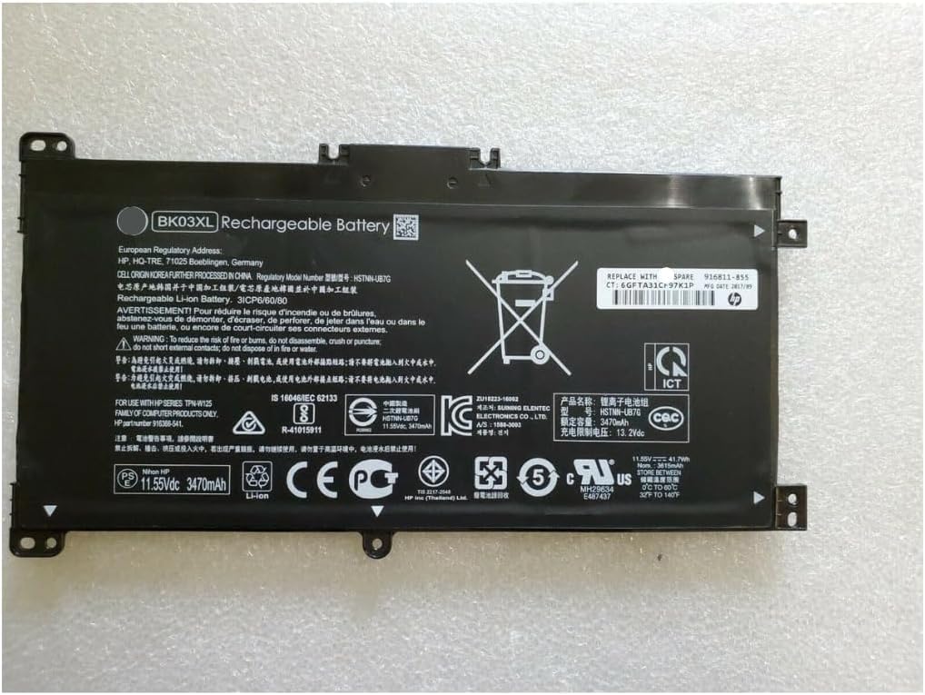 Replacement Battery BK03XL Compatible With HP Pavilion X360 14-BA016UR HSTNN-UB7G TPN-W125 916366-541 916811-855 Tablet – 11.55V 48Wh 3470mAh