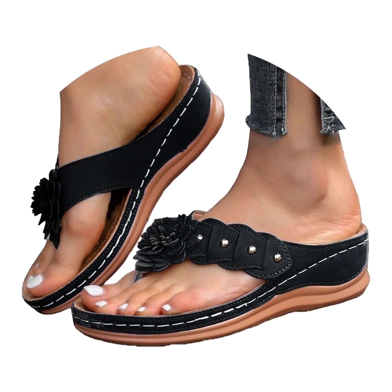 Generico Sandales Et Mules Pour Femme Confortables LéGèRes AntidéRapantes Semelle Souple Respirantes Chaussures Femme éTé éLéGantes Mules Support Pieds Larges Ville Usage Quotidien