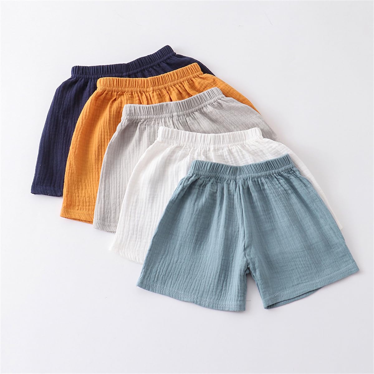 3er Pack Baby Kinder Jungen Mädchen Baumwolle Leinen Shorts Sommer Musselin Kurz Hose 6 Monate-6 Jahre Sommerhose Leichte Atmungsaktive Einfarbige Lässige Kurze Hosen Gr. 74/80/86/98/104/116
