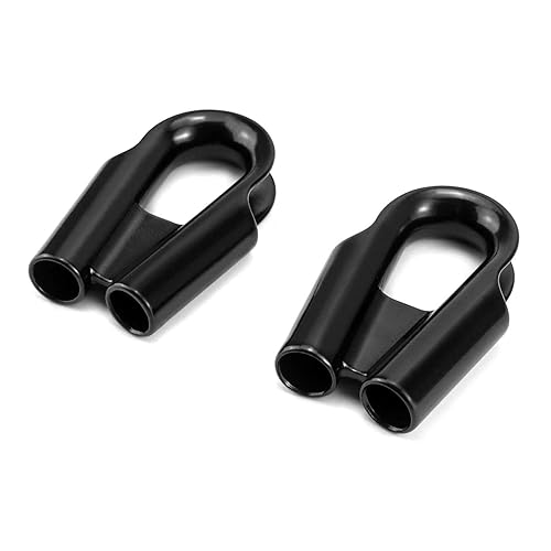 QWORK Dedal de cable de acero inoxidable 304 de 0.591 in 58 pulgadas con fuelle para cable o cabrestante de 58 pulgadas o 916 pulgadas, negro