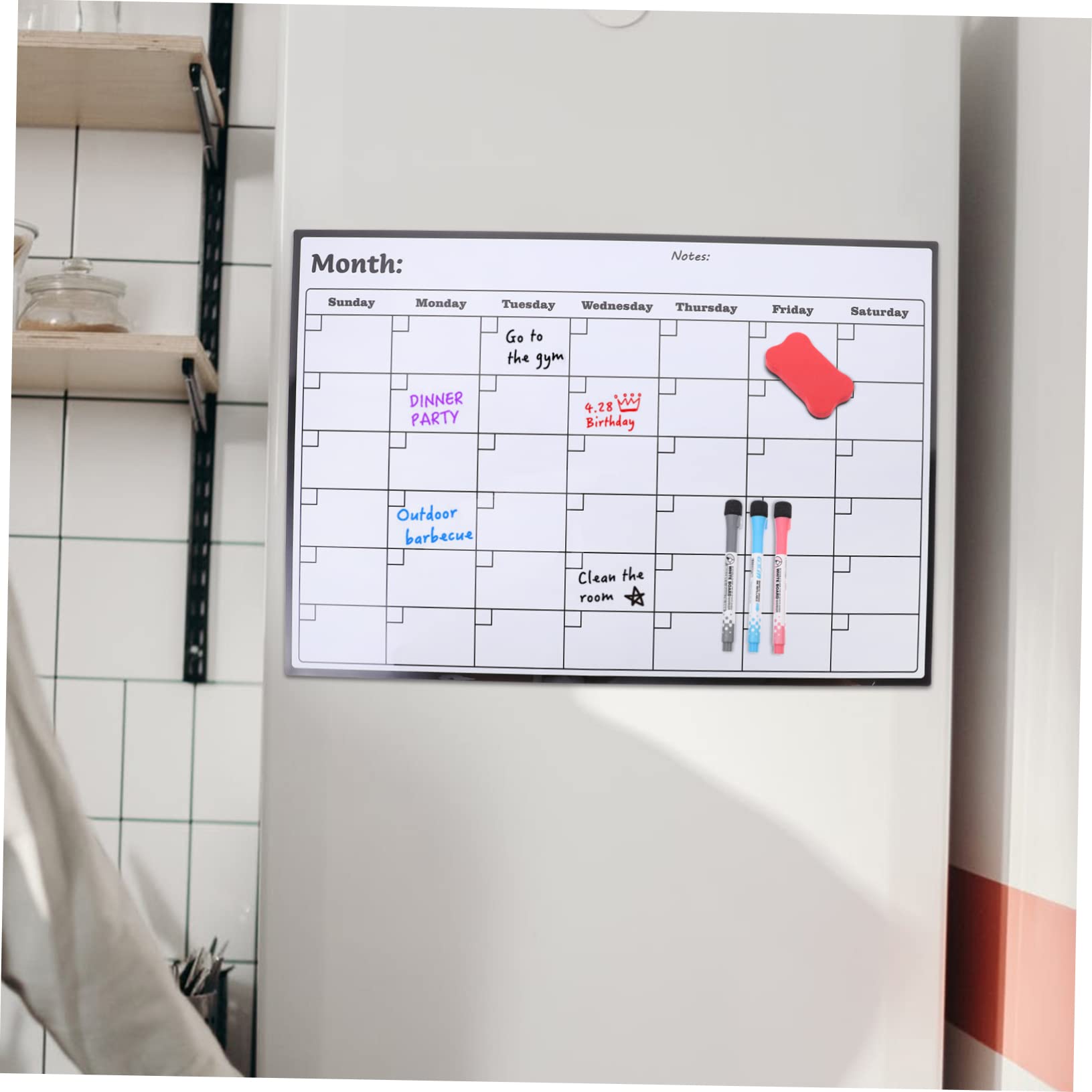 Calendario Planificador Mensual Magnético A3 Blanco, 5 Piezas