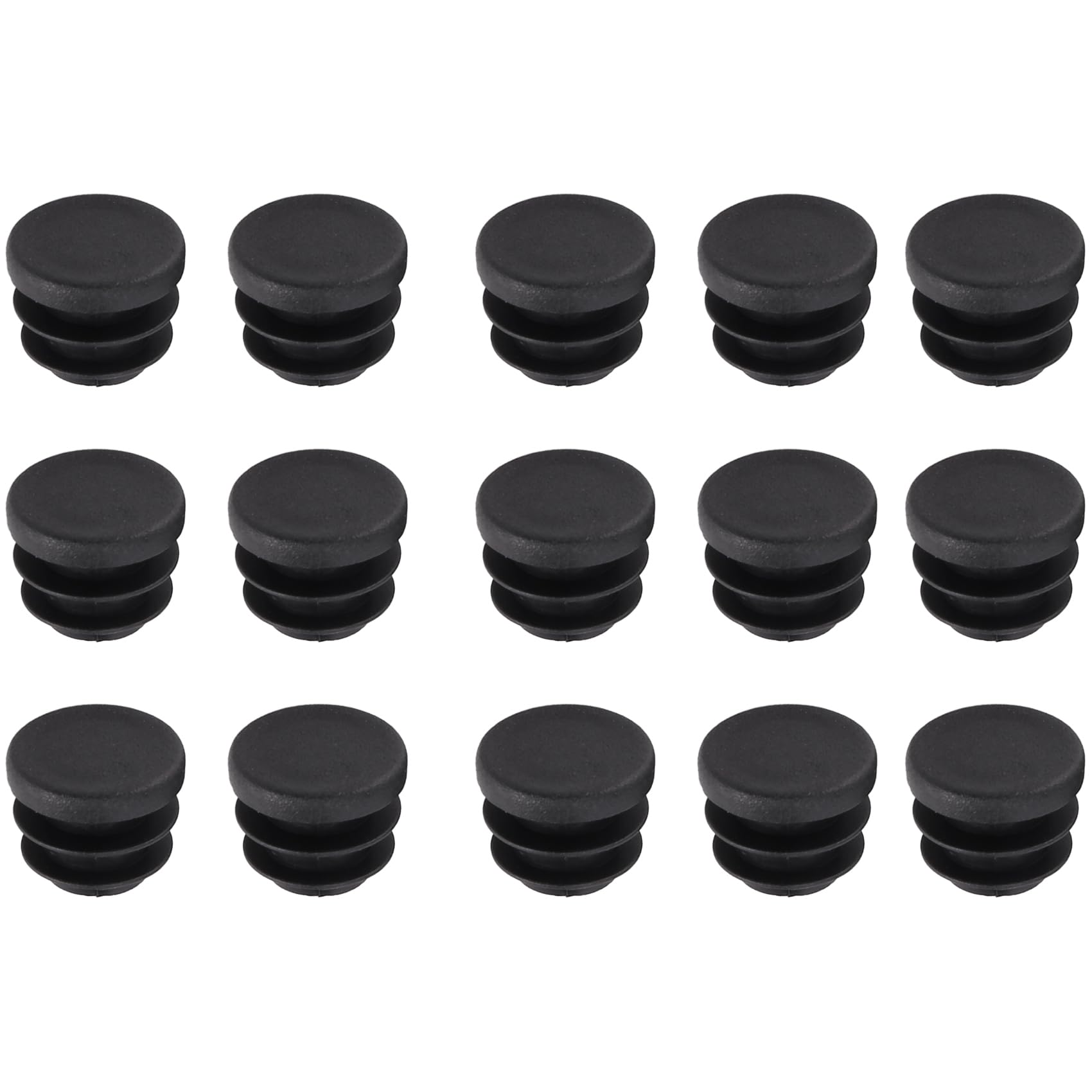 Pesfehhy 15Pcs Black Plastic Blanking End Cap Round Tube Insert Pipe Bung 16mm