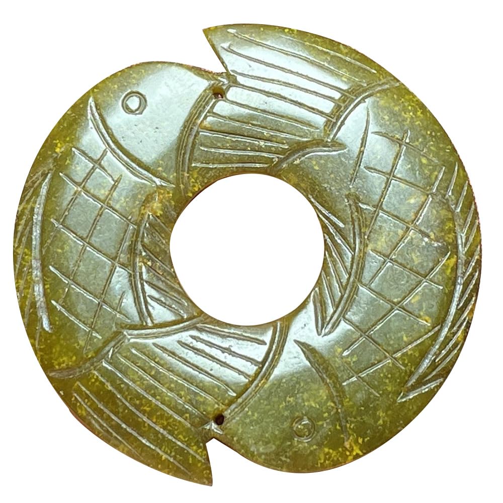 Colección de adornos colgantes de piedra de jade antigua, objetos antiguos, peces dobles
