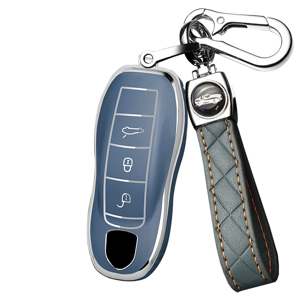 ontto Autosleutelhoes geschikt voor Porsche Cayenne 958 911 Lepin 996 Macan Panamera 997 944 924 987 987 GT3 Cayman metalen sleutelhoes beschermhoes sleutelhanger sleutel etui 4 toetsen zwart