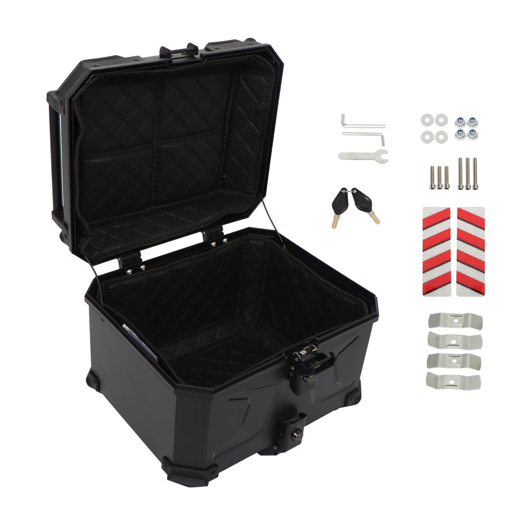 TJHSM 45L Motorcycle Toolbox ABS Storage Helmet Case with Security Lock Black Trunk Horn Pattern Replacement for Most Motorcycle Models