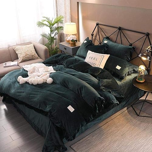Miniatura 1 de Juego de funda de edredón de terciopelo para dormitorio de niñas, funda de edredón gruesa sólida, juego de textiles para el hogar, sábanas para cama