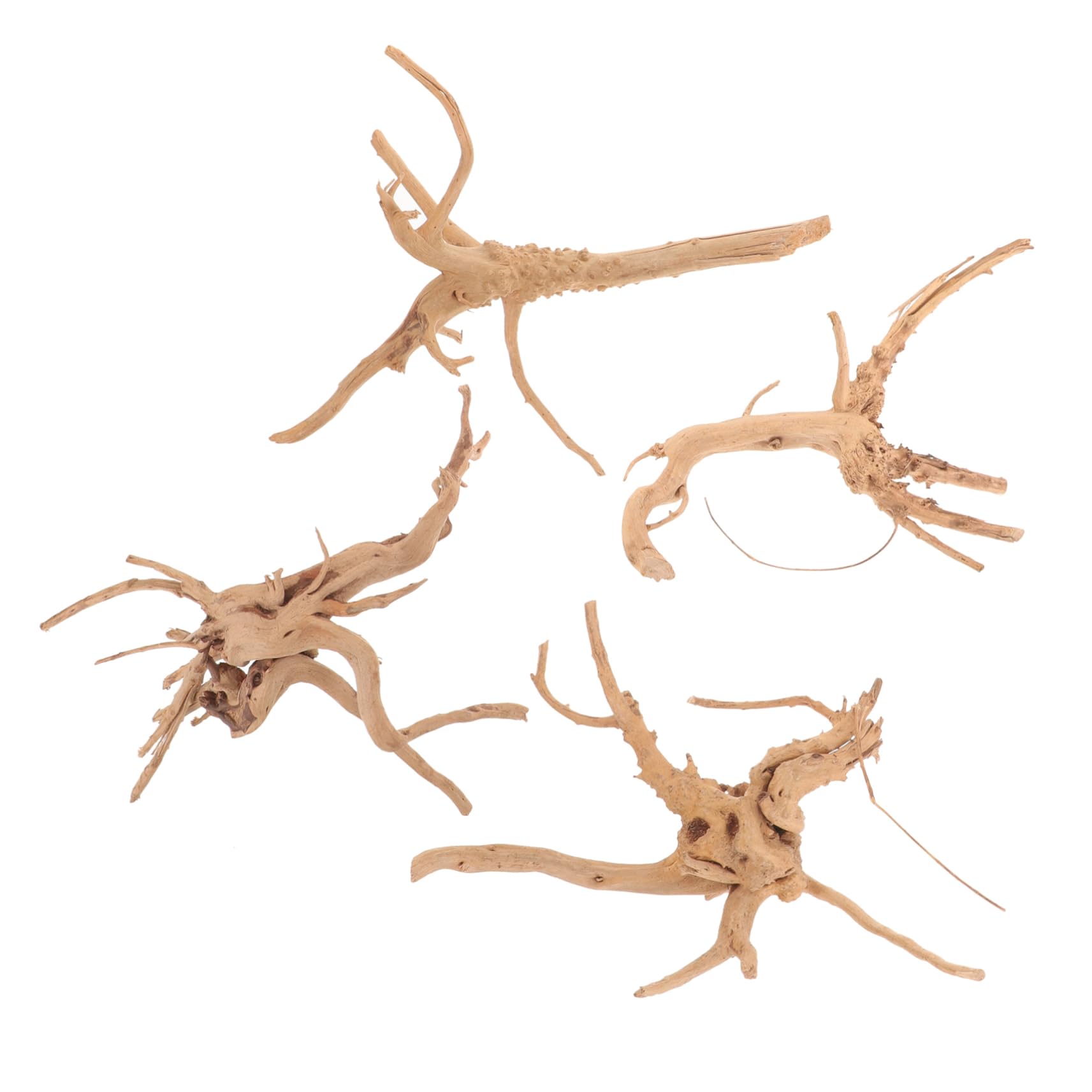 Parliky Wood Crafts for Aquarium 4pcs Fish Tank Decorations Reptile Branch Plant Stump Ornament