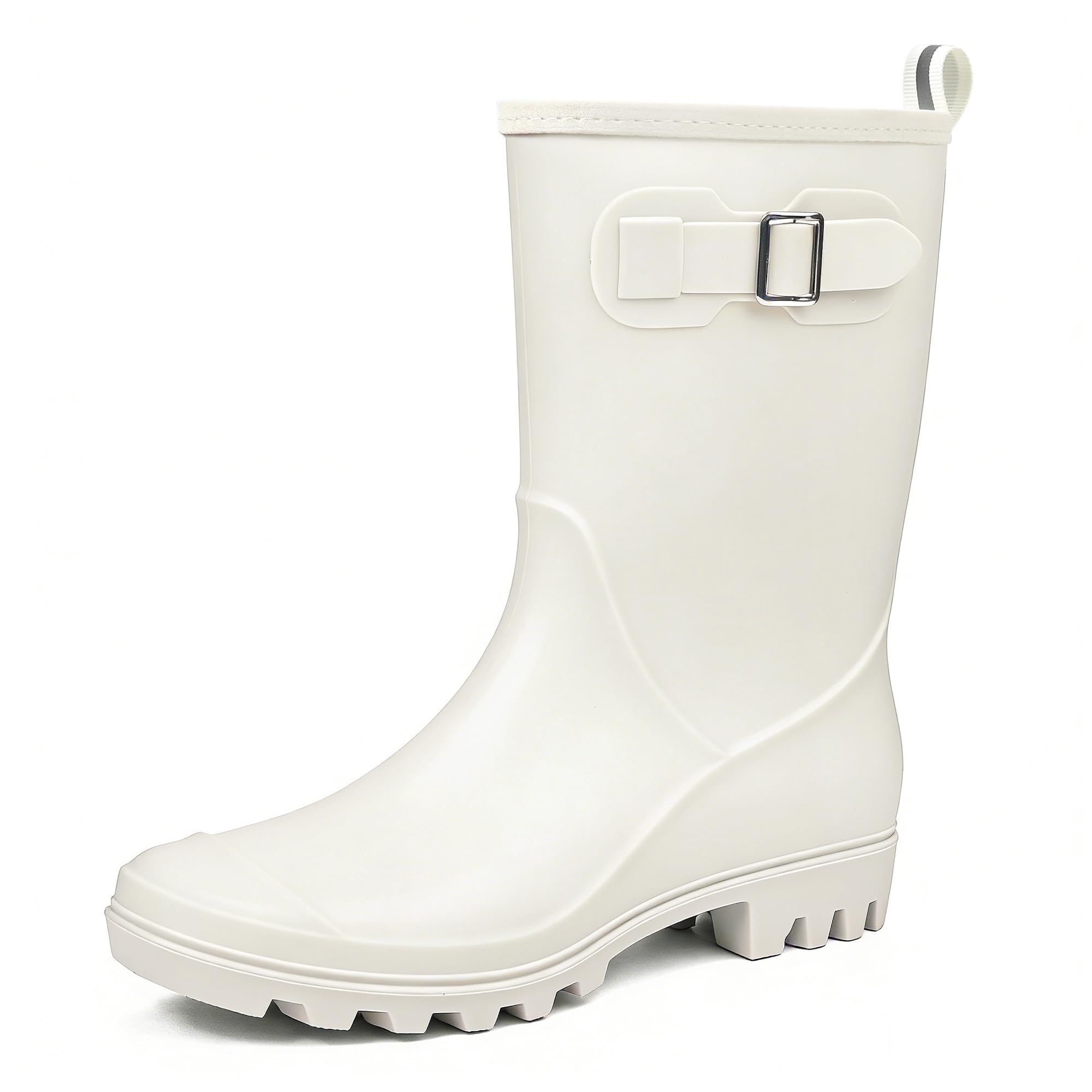 DKSUKO Womens Waterproof Mid-Calf Rain Boots Anti-slipping Garden Shoes Lightweigh Rubber Boots Comfortable Rain Shoes