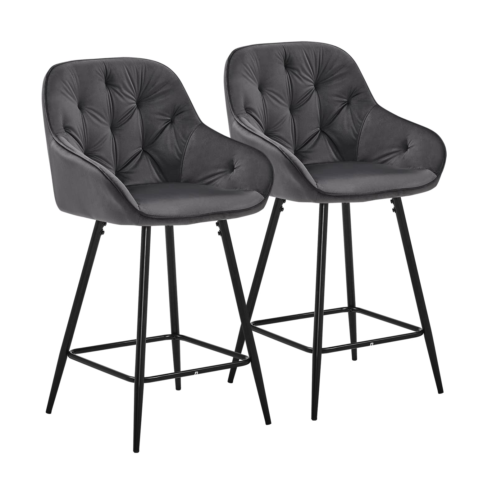 CLIPOP Bar Stools Set of 2 Velvet Thick Padded Kitchen Breakfast Bar ...