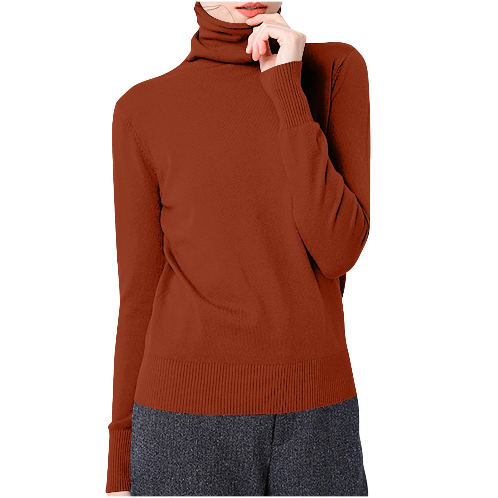 Cashmere Sweaters for Women Fall Winter Fashion 2024 Mock Turtleneck Long Sleeve Tops Cable Knit Pullover Sweaters
