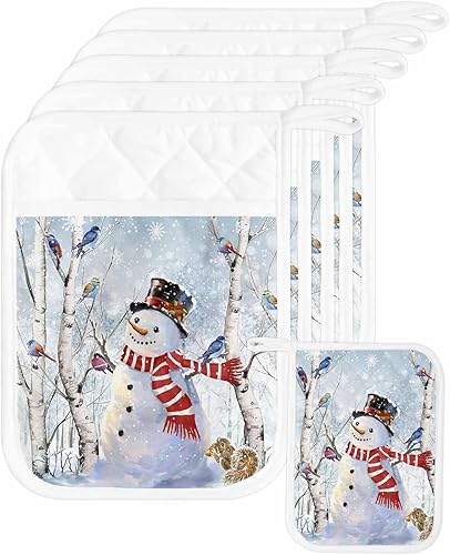 Juego de 5 agarraderas de tela de toalla con bolsillo para cocina, antideslizante y aislante de calor, con bolsillo, guantes gruesos para horno,