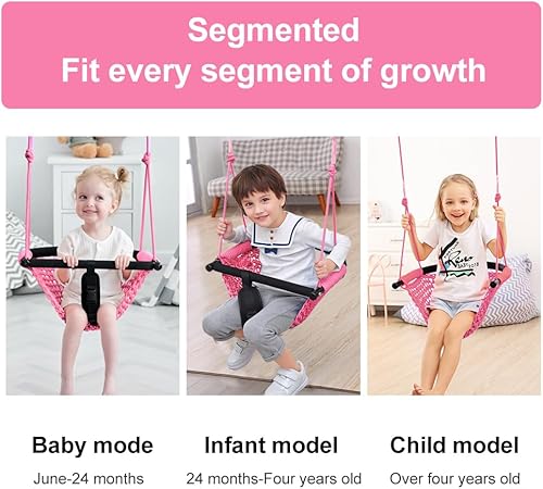 Miniatura 4 de Columpio para niños pequeños y columpio 2 en 1 para bebé, asiento de columpio de cuerda ajustable para niños en interiores y exteriores, juego de