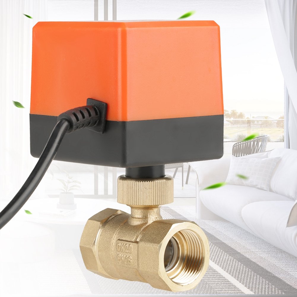 Elektryczny zawór kulowy z napędem elektrycznym, AC 220 V G3/4" DN20 2-drożny mosiężny zawór kulowy z napędem silnikowym do klimatyzatora