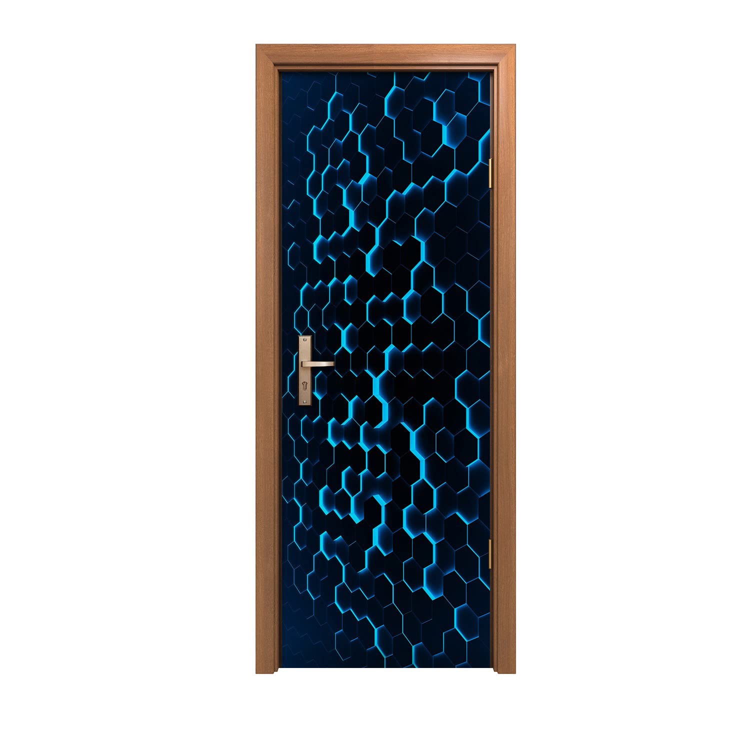 Autocollant de porte 70x200cm motif hexagone et décoration murale