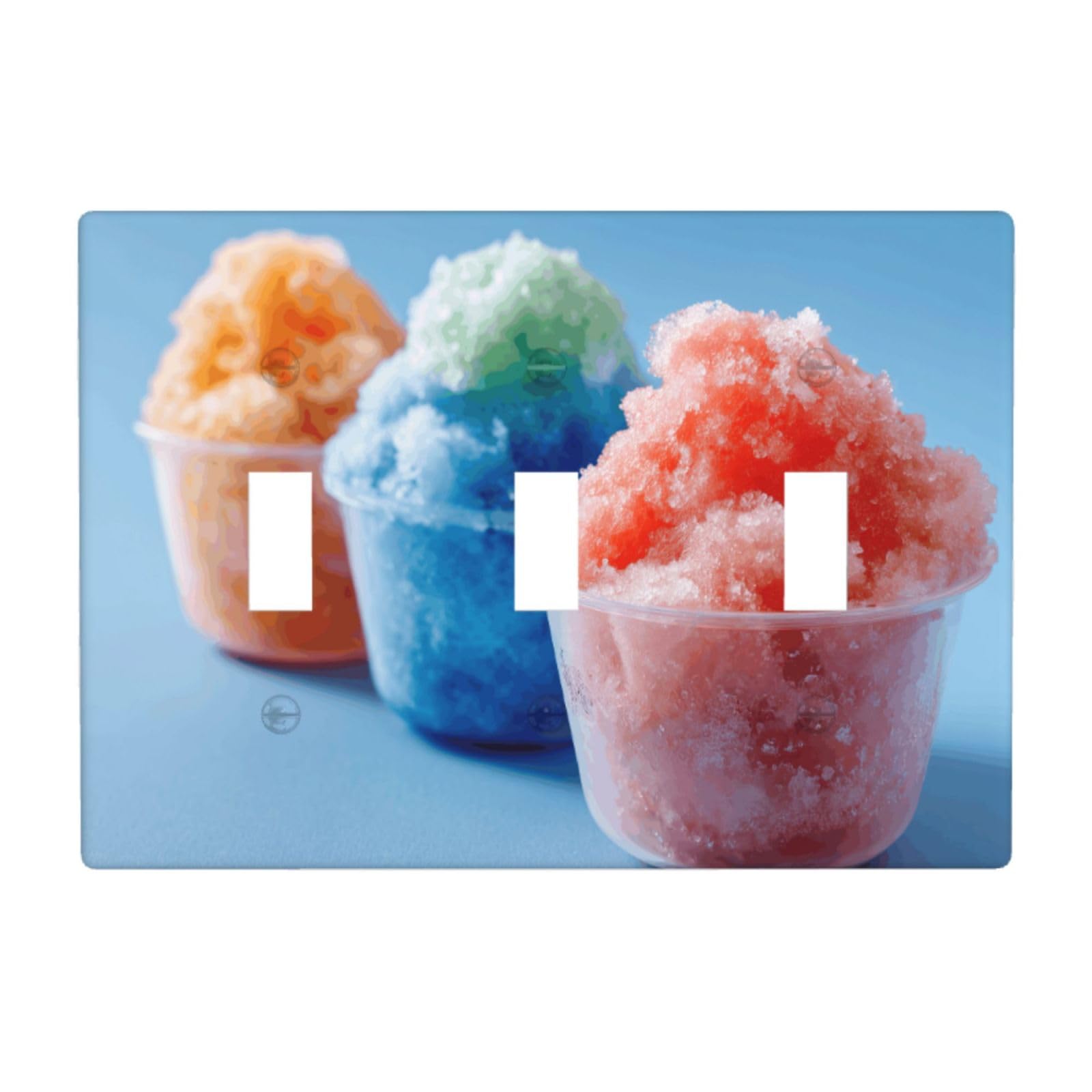 Colorful Shaved ICES in Cup Light Switch Covers 3 Gang Triple Toggle Wall Plate Switchplate Electrical Faceplate for Bathroom Kitchen Bedroom Decor