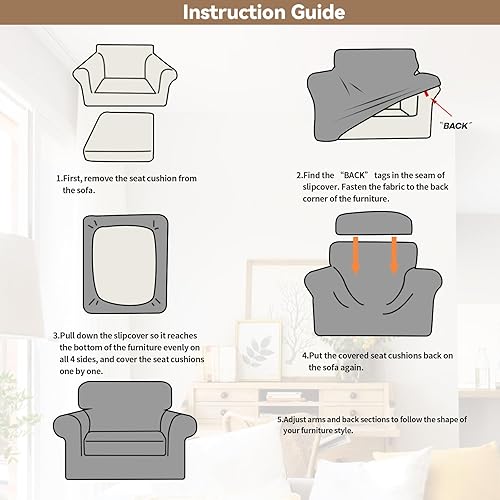 Miniatura 6 de WEERRW - Funda elástica de terciopelo para silla y sofá de 2 piezas, protector de muebles de lujo de terciopelo suave y lujoso con base elástica