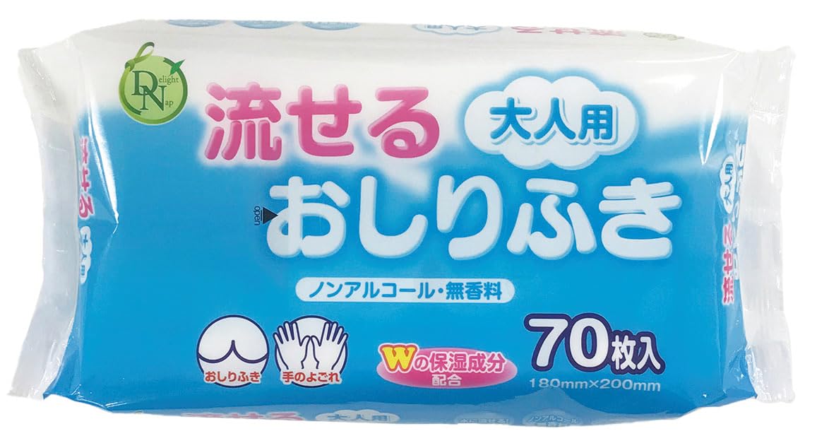 Amazon.co.jp: 大人用流せるおしりふき 70枚入/大一紙工 : ドラッグストア