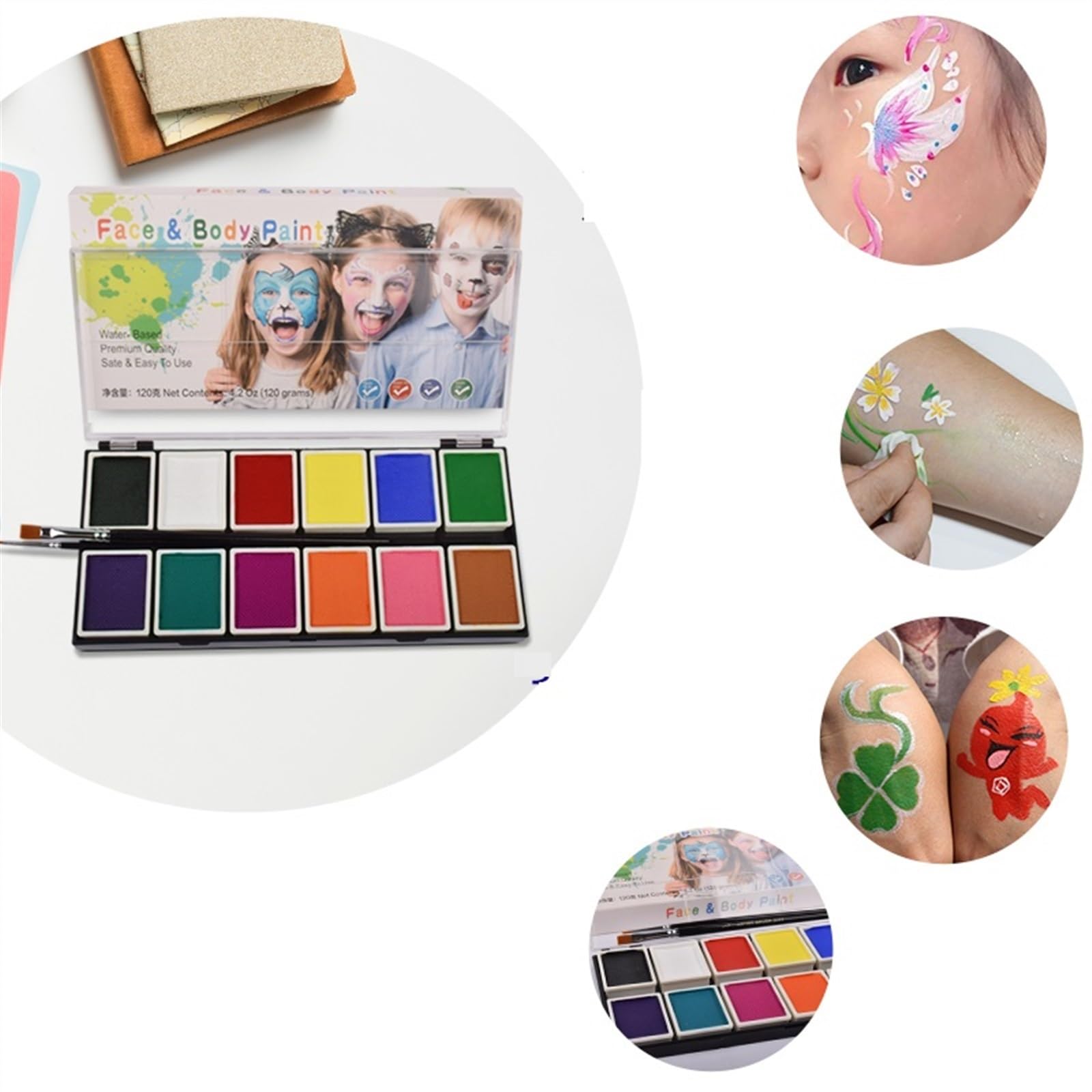 Zestaw do malowania ciała i twarzy Farba do ciała, 12 kolorów 10 gramów farby do makijażu, festiwal DIY Art Makeup, krem ​​do malowania twarzy, twarzy i ciała Malowanie twarzy