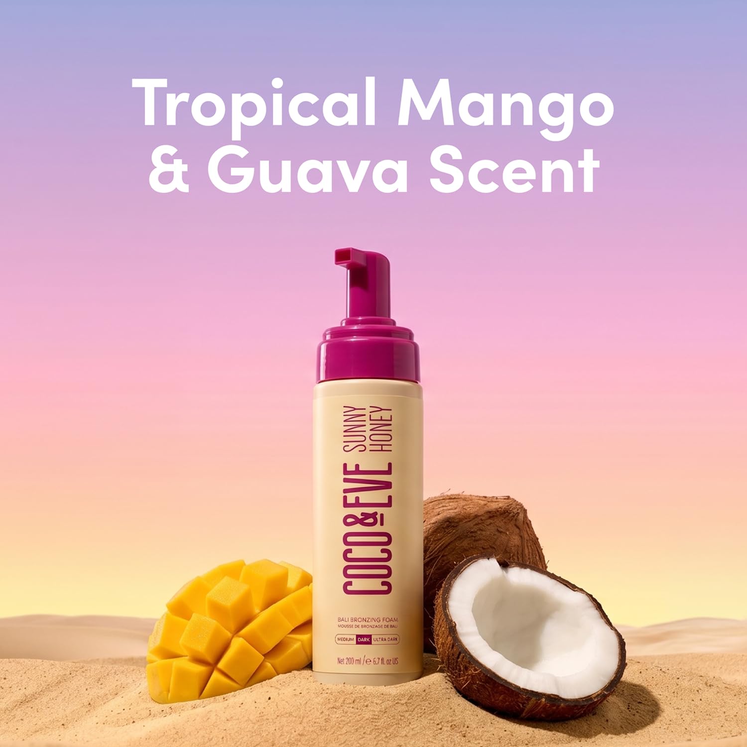 Coco & Eve - Mousse de bronzage de Bali Sunny Honey - autobronzant naturel pour bronzer sans soleil - anti-cellulite/anti-âge (Foncé)