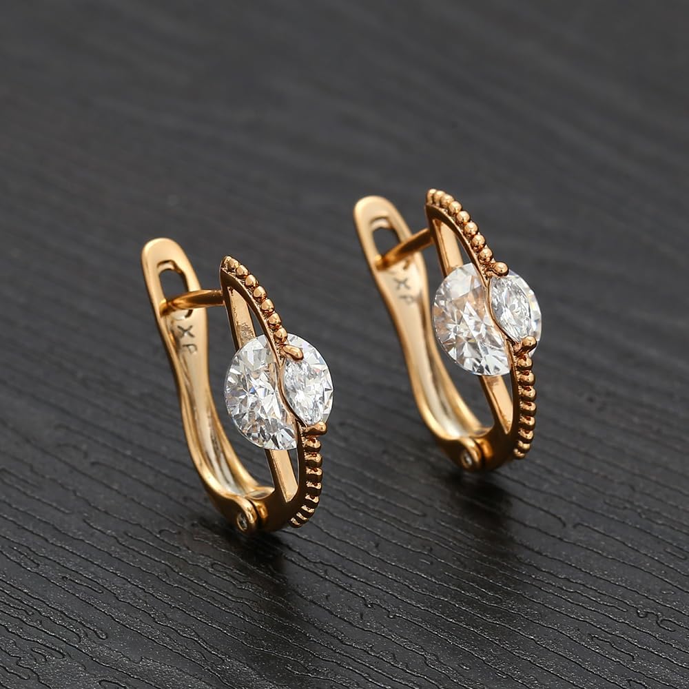 XUPING Cubic Zirconia Small Earrings for Women 18K Gold Plated Sparkly Fashion Jewelry - Image 4