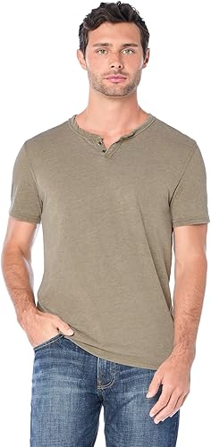 Lucky Brand Venice Burnout - Camiseta de cuello con muesca y dos botones para hombre