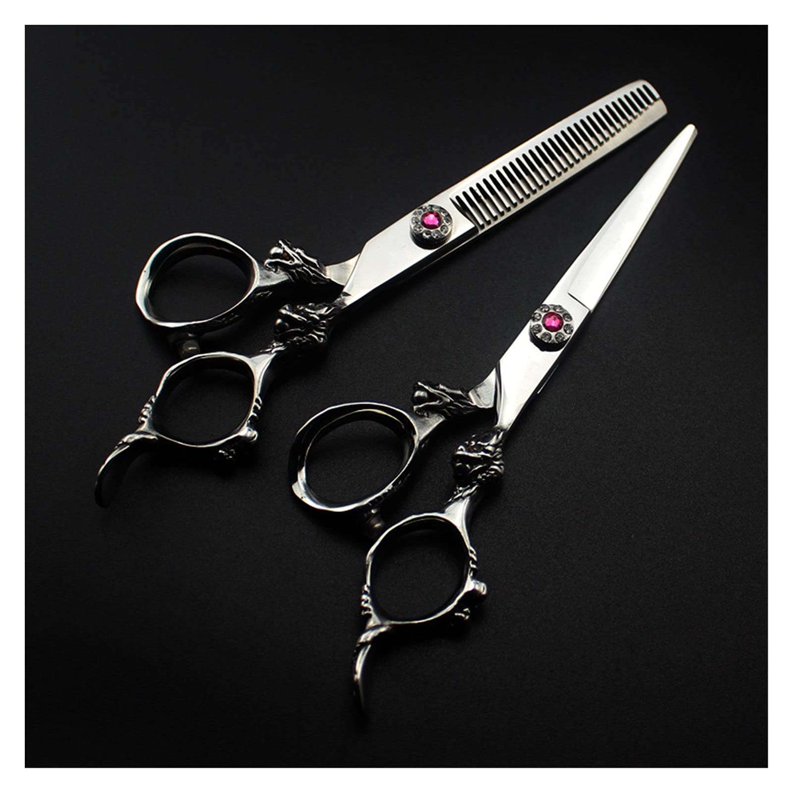 Tijeras de pelo plateadas de 6 pulgadas, adelgazamiento del cabello, tijeras de peluquero (color: corte) (juego)