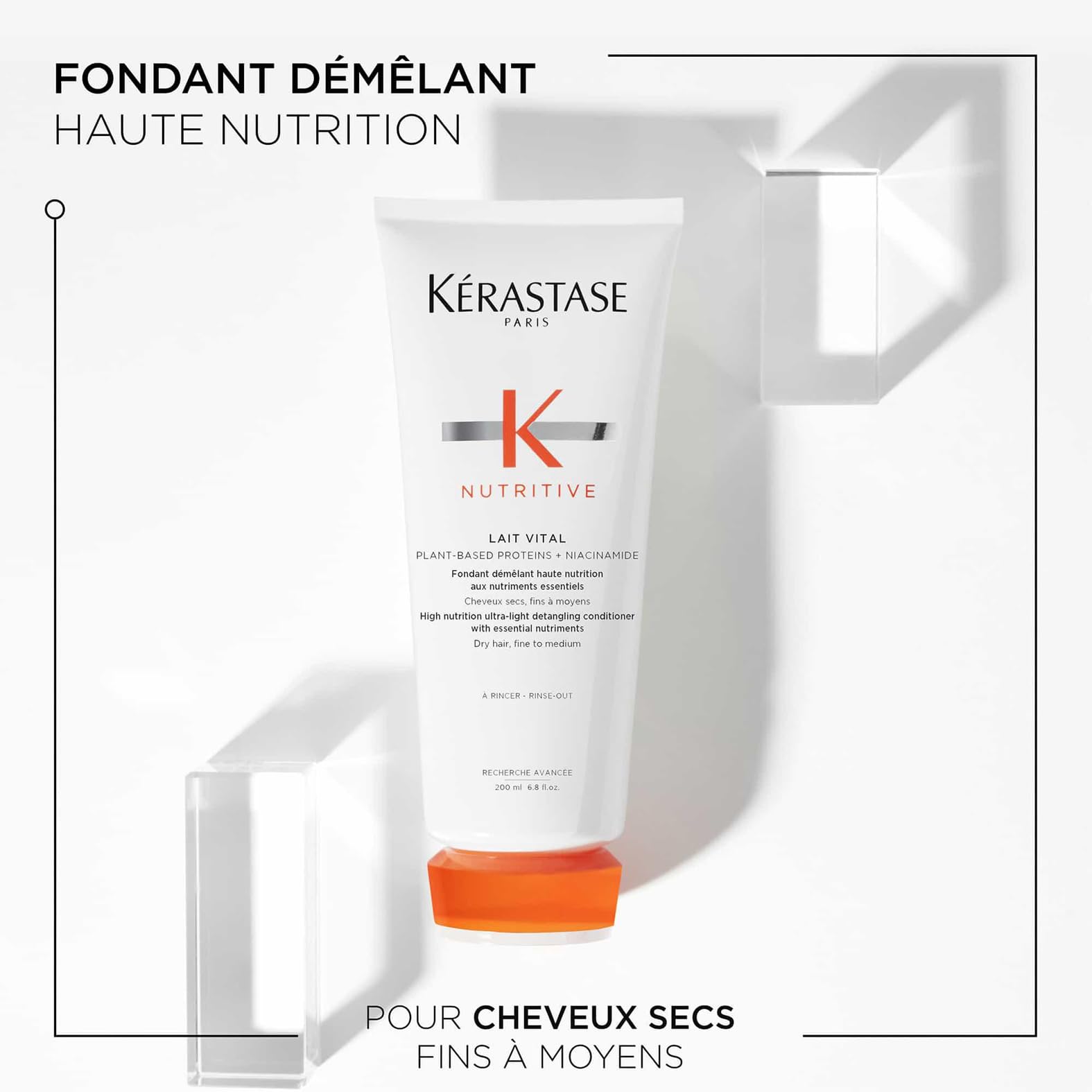KÉRASTASE Nutritive - Lait Vital - Après-Shampoing Démêlant Aux Nutriments Essentiels - +85% Hydratation Immédiate Jusqu'à 72h* - Niacinamide & Protéines Végétales - Cheveux Secs & Fins - 200 ml