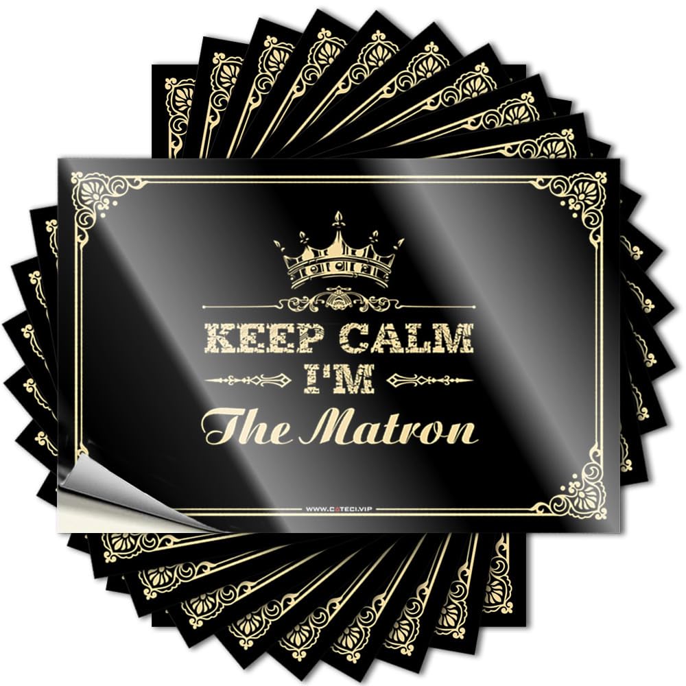 Rustic, Decal Funny Garage Quote Stickers, Assorted No Residue Decals for Luggage | Bike Party Favor Custom Keep Calm I'm The Matron(8X12CM)