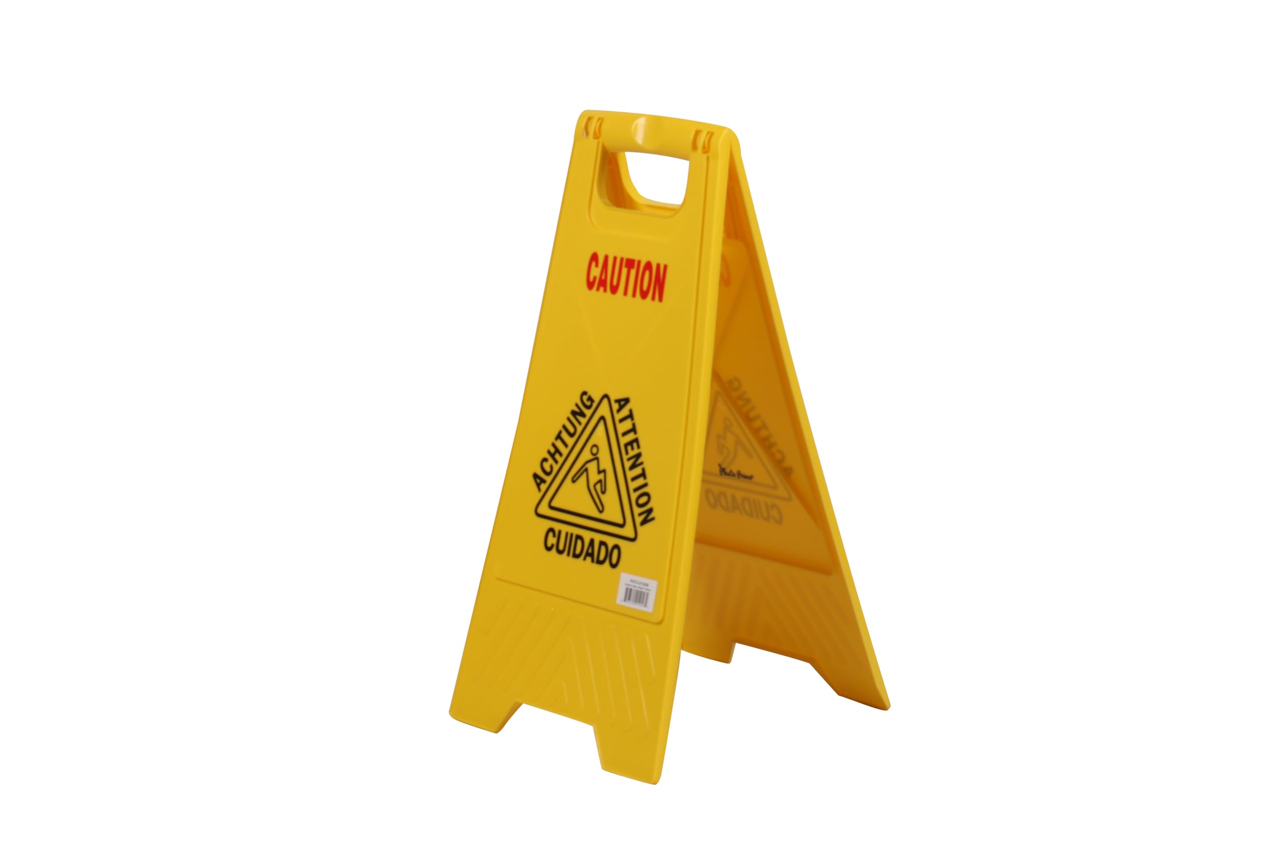 Señal de precaución "Wet Floor", color amarillo brillante, resistente, resbaladizo cuando está mojado, con marco en A