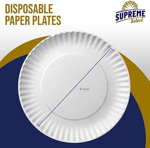 Miniatura 2 de Platos de papel desechables a granel Juego de 100  9 pulgadas Plato grande blanco sin recubrimiento, ideal para fiestas de cumpleaños, bodas, Acción