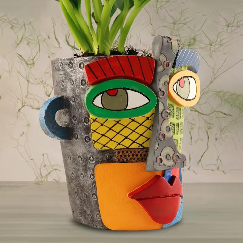 DcnrInsr Abstract Rainbow Planter, Graffiti Face Planter with Drainage, Flower Plant Pots for Indoor Plants A Small Size - Image 3