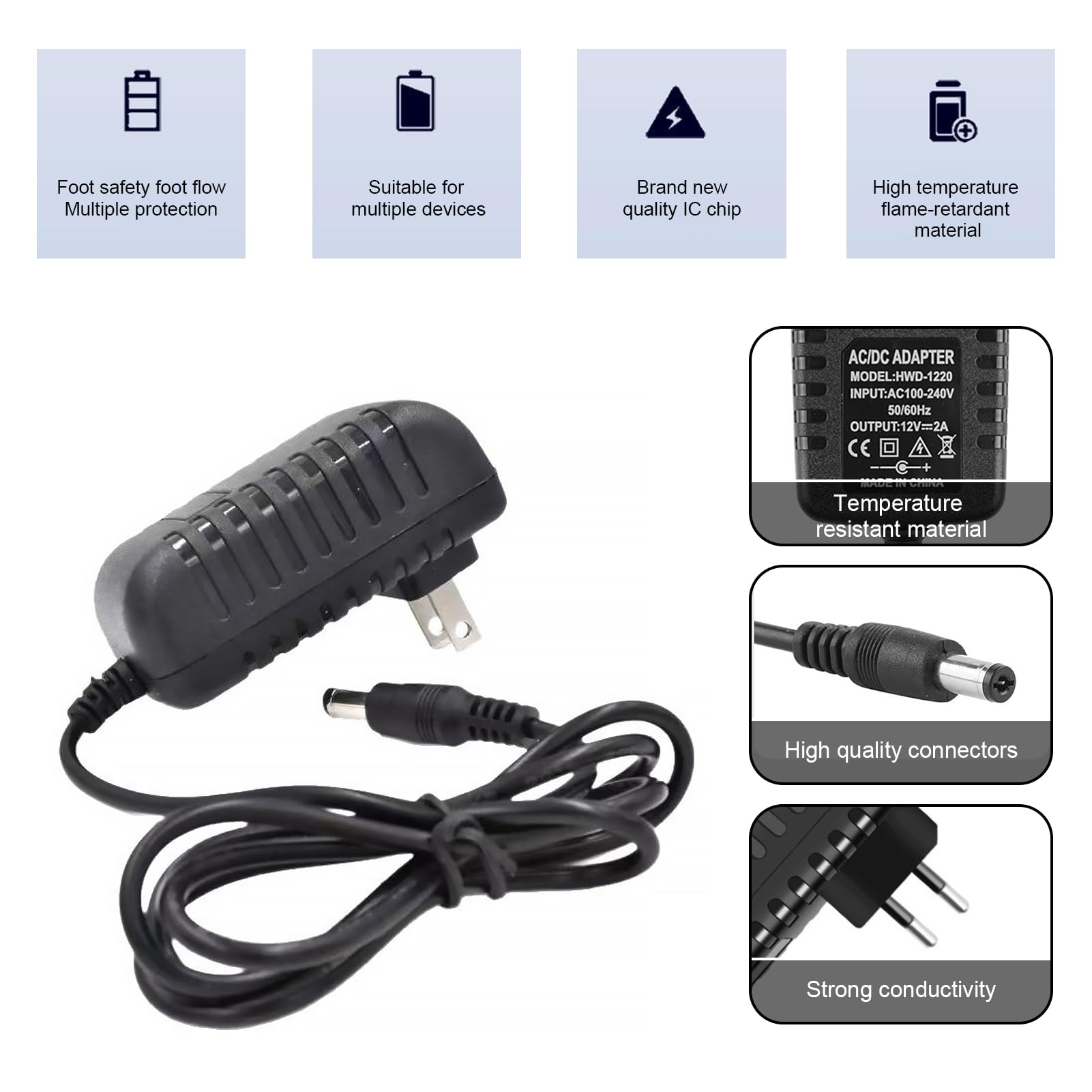 Adattatore Dc 5.5x2.1mm Alimentatore 12V 2A Con Spina 5.5x2.1mm - Per Telecamere Security LED DVR Alimentatore Telecamera Sicurezza - Foto 5