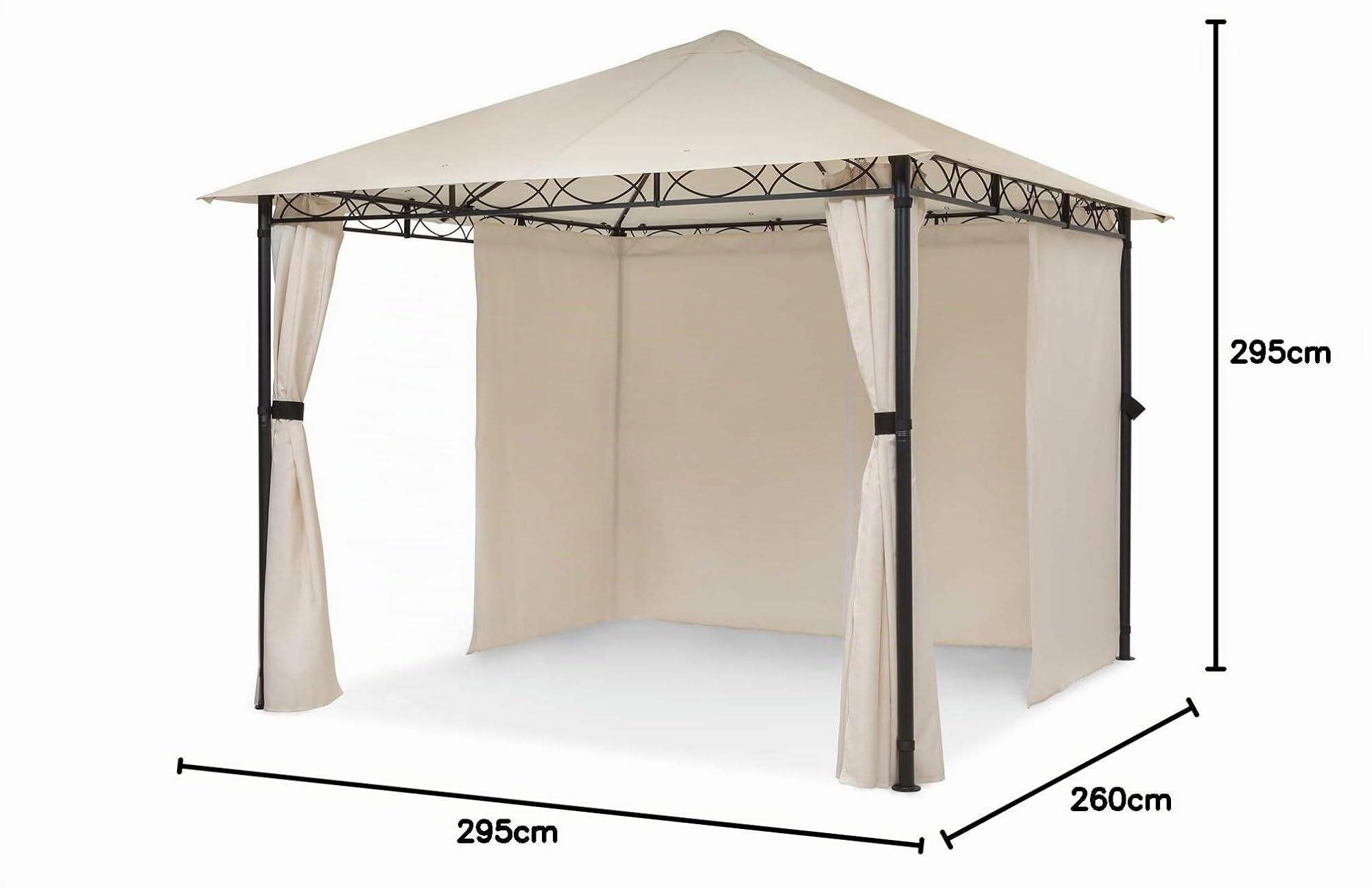 Blumfeldt Mondo - Carpa para Fiestas Tipo pérgola, Carpa para jardín, tamaño: 2,95 x 2,6 x 2,95 m, 4 Paneles Laterales, EasyMount Concept, protección contra la Intemperie: UV/Viento/Lluvia, Beige