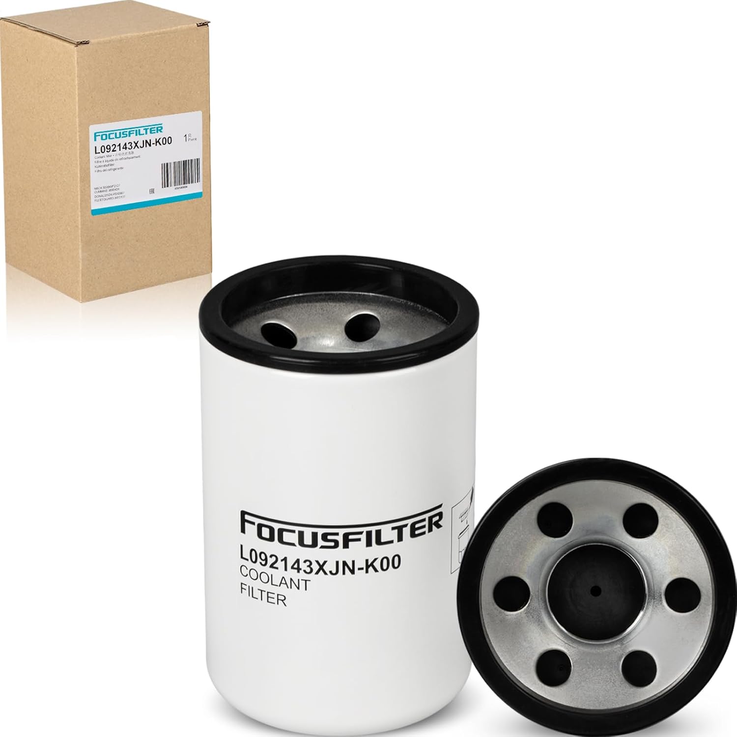 FOCUSFILTER WF2127 OEM Grade Coolant Filter, Compatible With Freightliner Internation, for Cummins X15, ISX12, ISX15 Engine, Replaces WF2126, 3680434, P550867, LFW2127, B5087, 24113