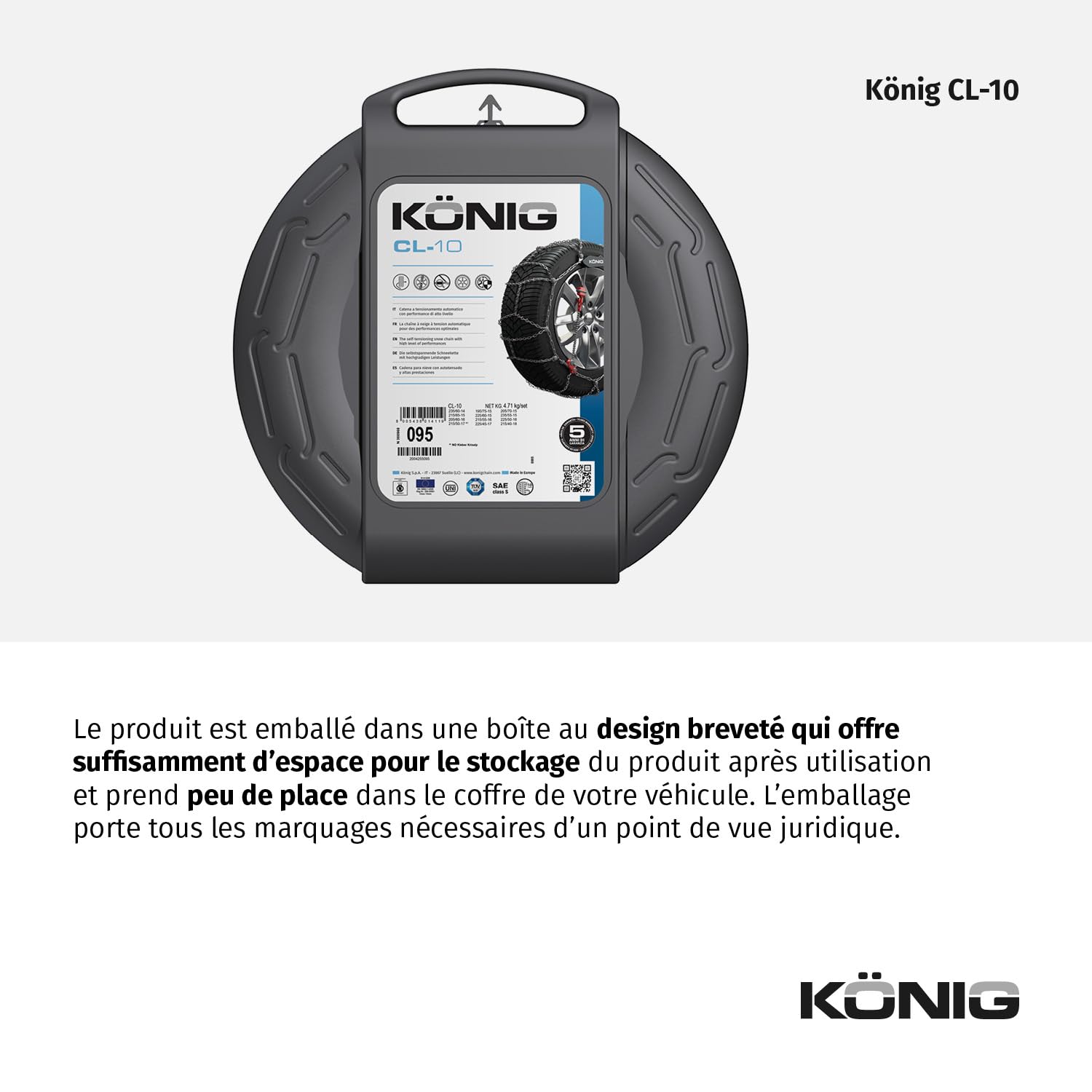 KÖNIG CL-10 105 - Chaînes à Neige, Set de 2