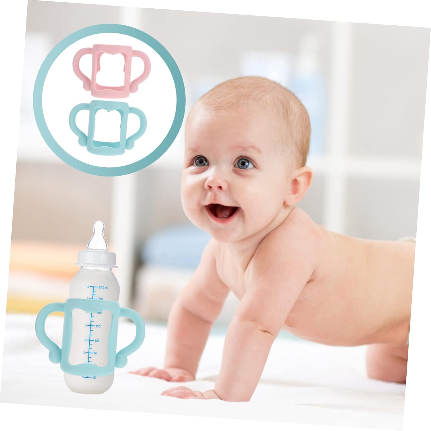 Milisten 2Pcs Bottle Handle Ergonomic Silicone Design for Comfortable Grip Nonslip Texture for Newborns Adorable Colors Safe for Feeding Bottles
