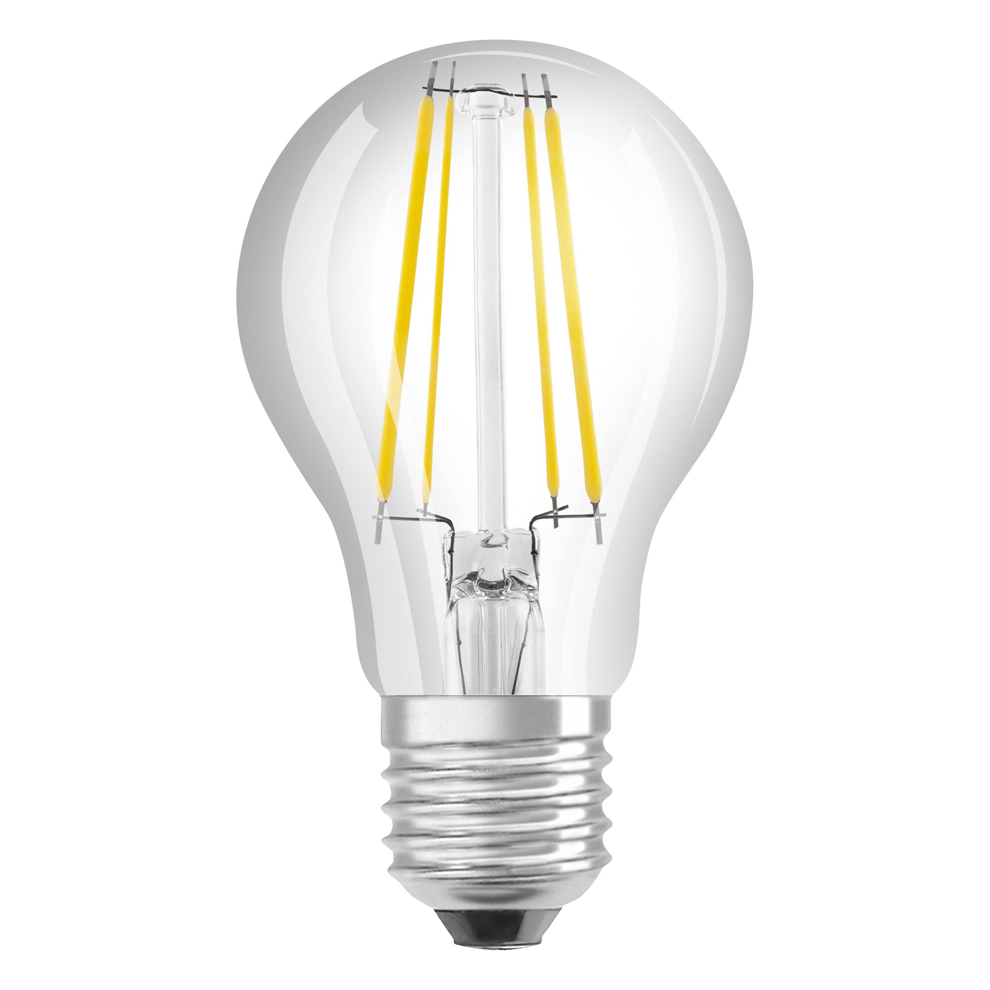 LEDVANCE Lampada a risparmio energetico a LED, lampadina a filamento di vetro, E27, bianco caldo (3000K), 4 watt, sostituisce lampadina da 60W, altamente efficiente, confezione da 6