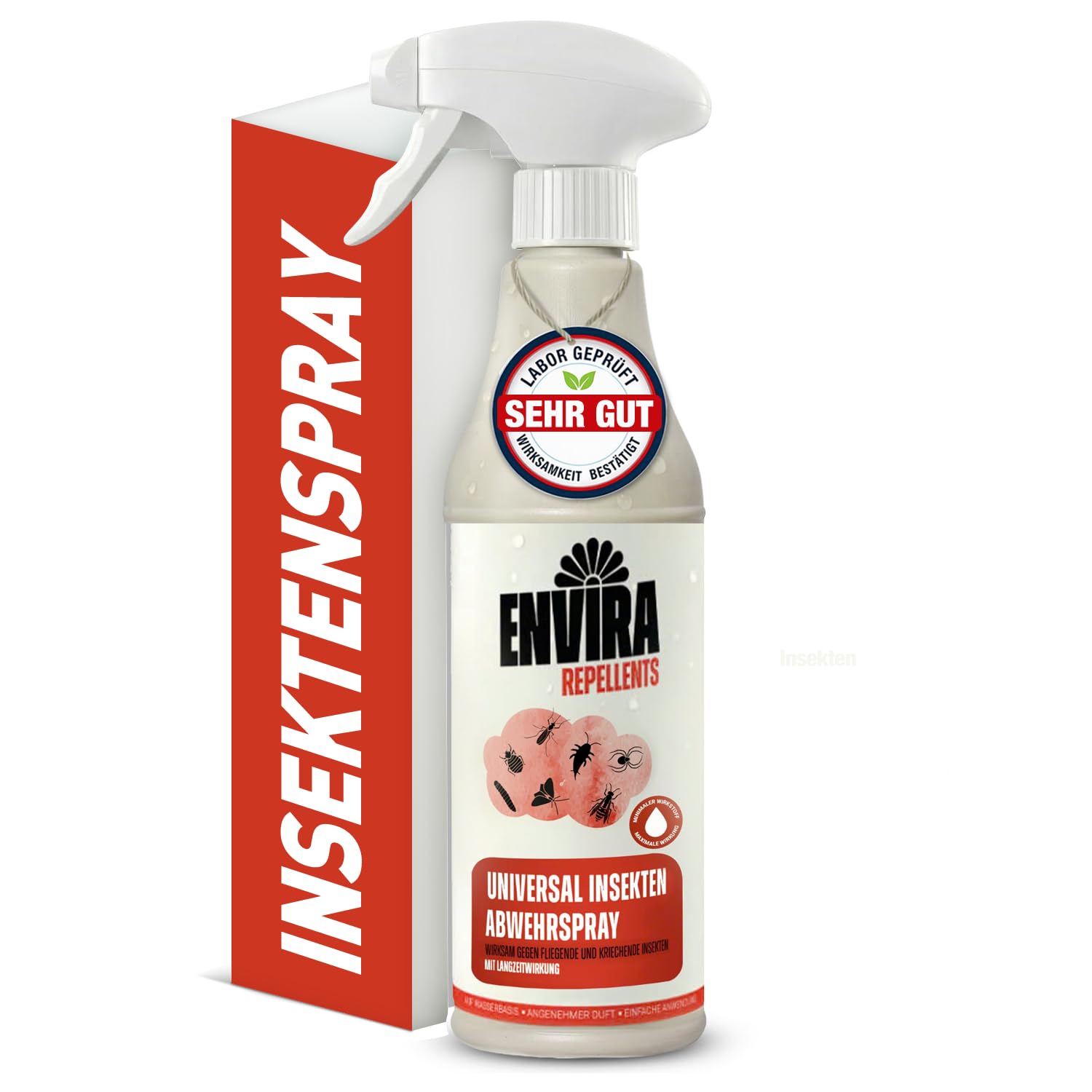 Envira Universal Insektenspray 500 ml - Ungezieferspray gegen Insekten in der Wohnung - Abwehrspray gegen Silberfische, Trauermücken, Fruchtfliegen, Kakerlaken, etc - Dezenter Zitrusduft, geruchsarm