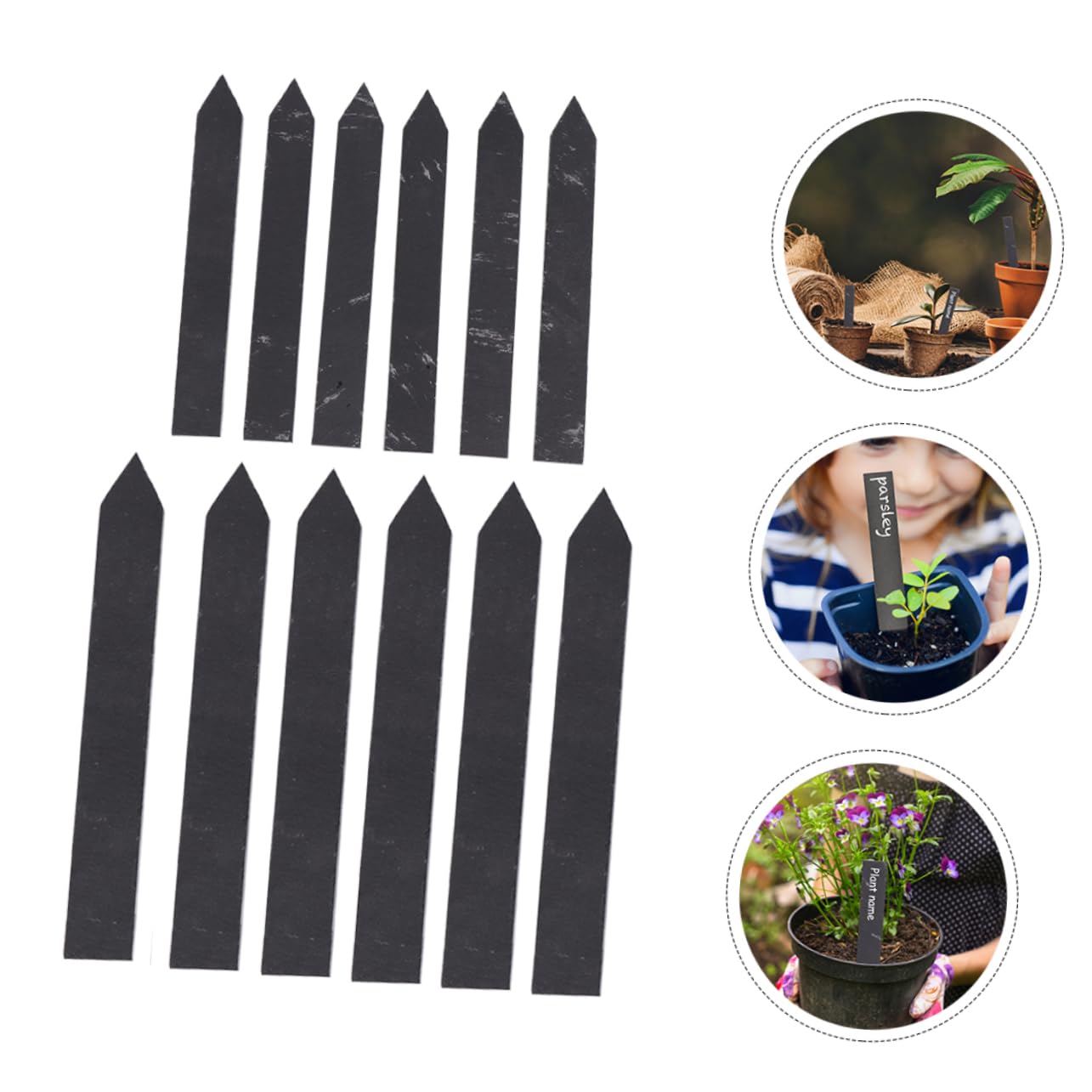 Happyyami Étiquettes pour Plantes D'extérieur Marqueurs de Jardinage Décorations Végétales 12 Pcs en Ardoise Résistantes Déformation pour Jardins Extérieurs