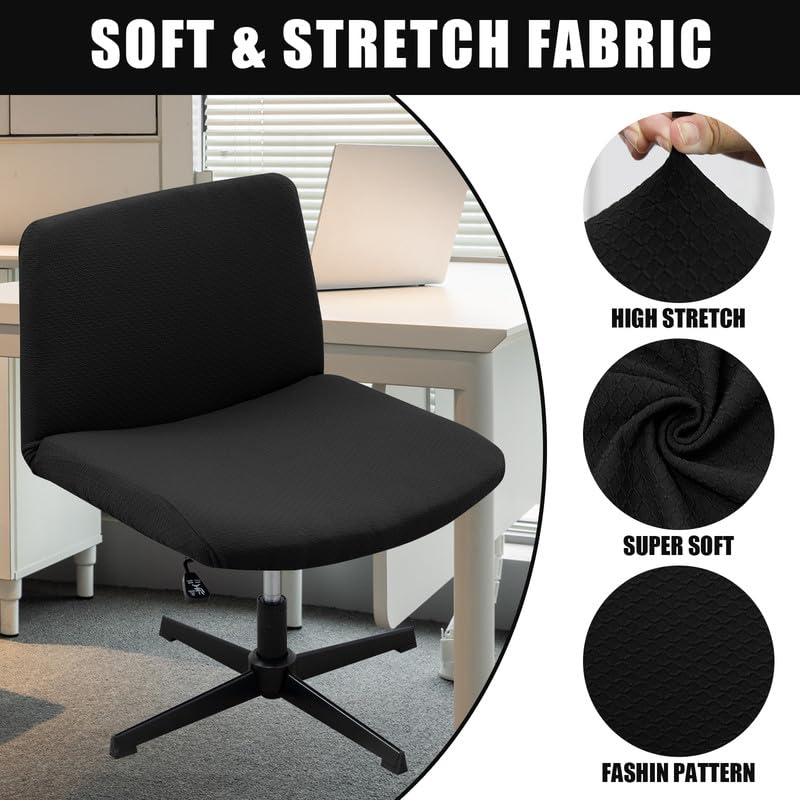 ele ELEOPTION Armless Chair Slipcover, Waterproof Armless Office Desk Chair Covers Knitted Armless Desk Office Chair Covers Home Furniture Protector Slipcover