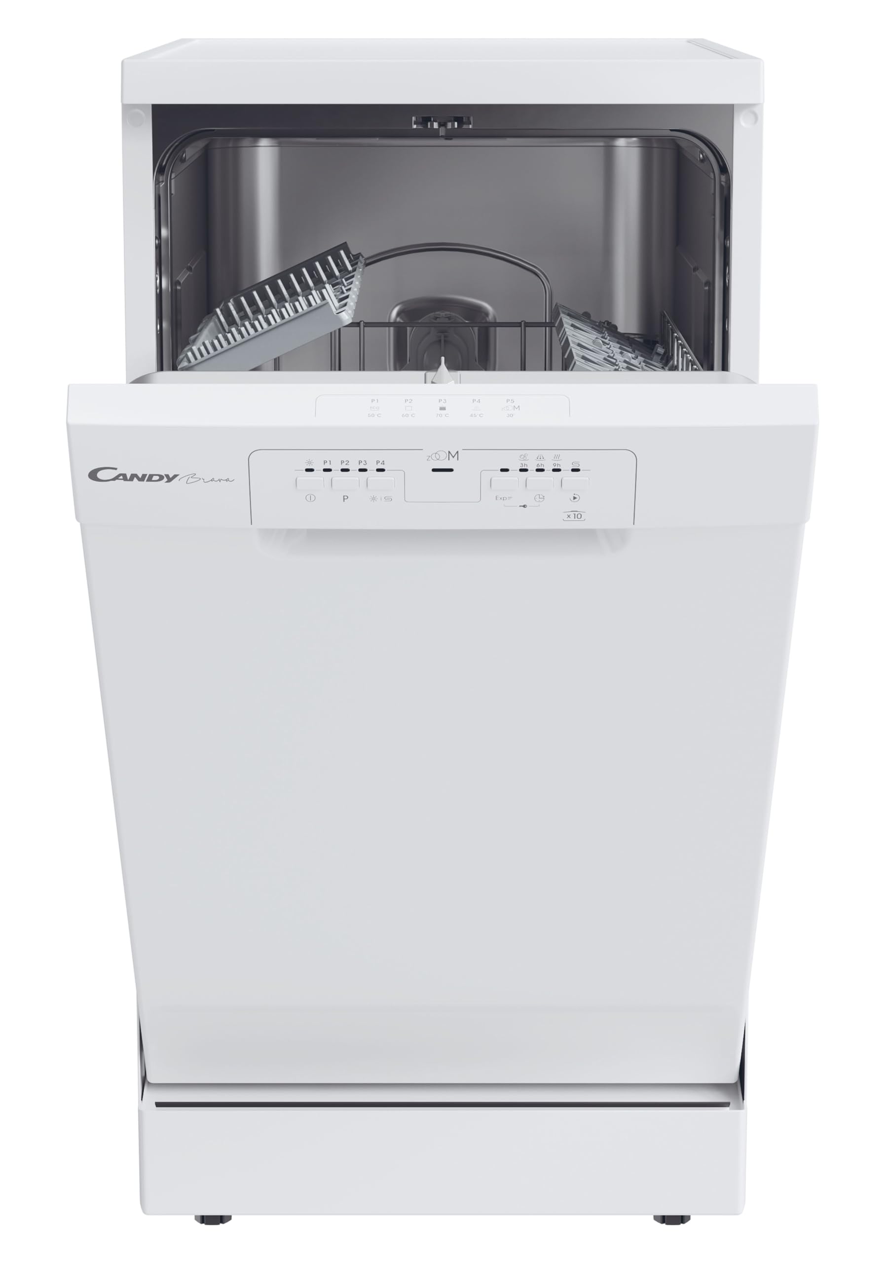Candy Brava CDPH 2L1049W Lavastoviglie Slim, 10 Coperti, 5 Programmi, Ciclo Rapido, Partenza Ritardata, Classe E, 45x58x82 cm, Bianco